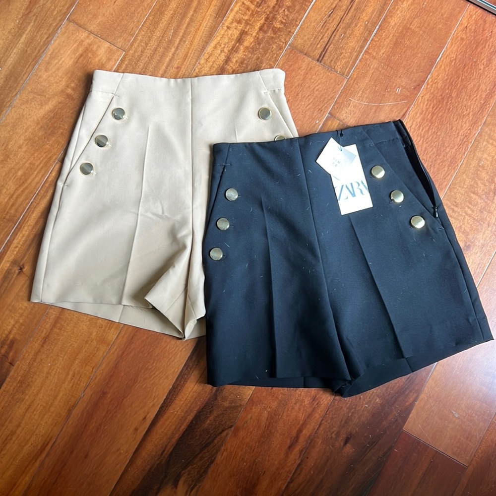 Two Zara Button Tailored Shorts - XS
